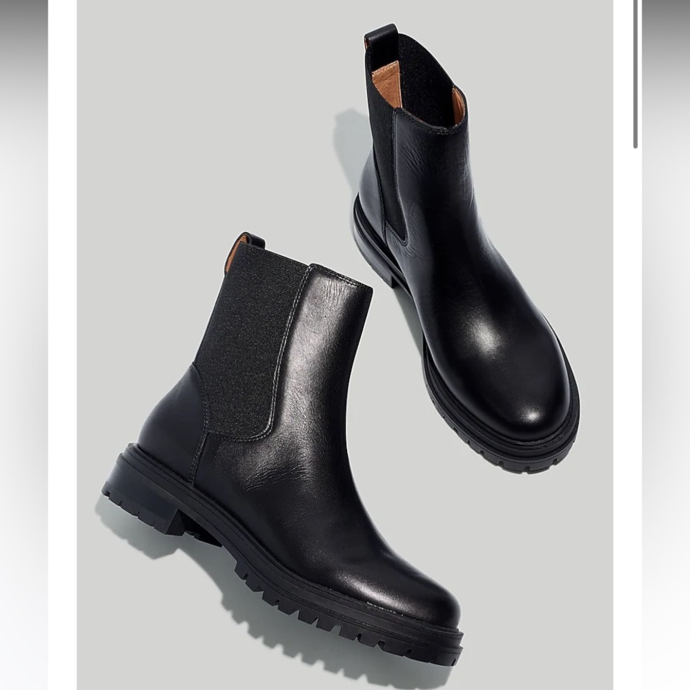 Madewell The Bradley Chelsea Lugsole Boot black leather